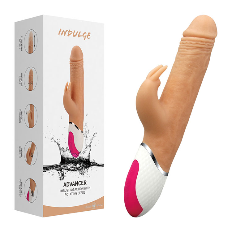 Vibromasseur lapin à poussée rotative à perles réalistes